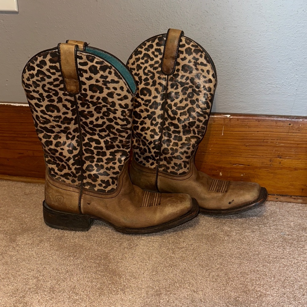 Ariat Brown and Leopard Print Western Boots